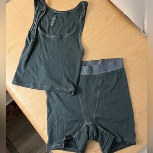 SKIMS Kyanite Cotton Rib Boxer + Tank Set